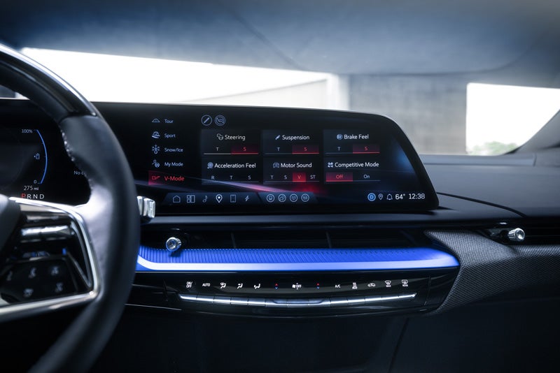 The 2026 OPTIQ-V Display Screen Displaying the V-Mode Settings | Bridgeton Cadillac in Bridgeton NJ