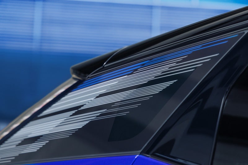 Close-up of the Modern Pattern on the 2026 OPTIQ-V Rear Quarter Glass | Bridgeton Cadillac in Bridgeton NJ